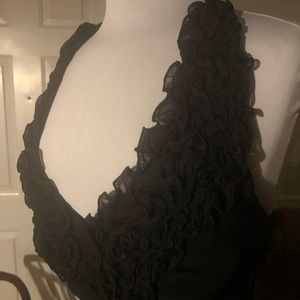 Onyx Nite Black halter dress 8 deep ruffles - Sz 4